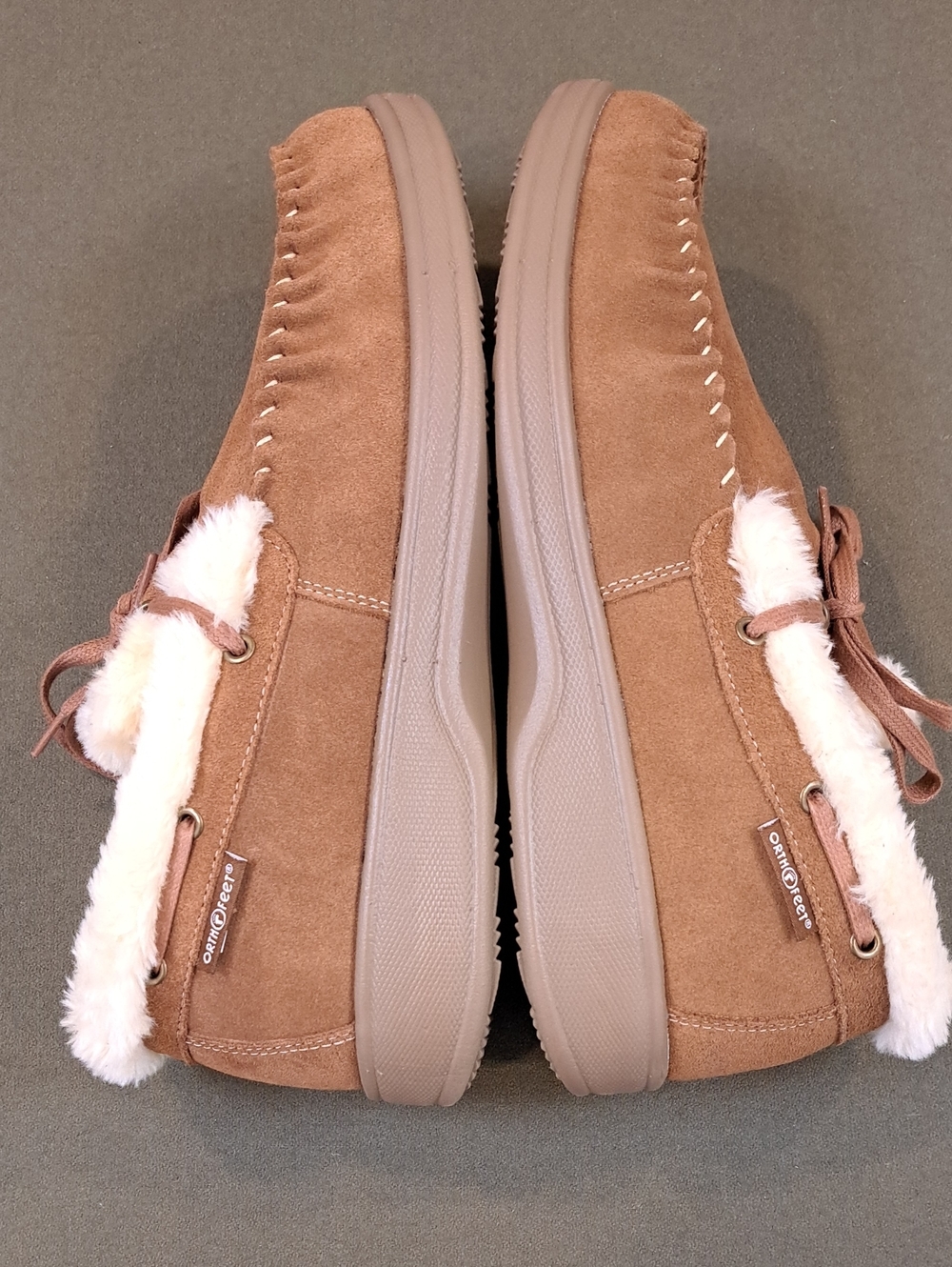Orthofeet Tuscany Moccasin Slippers - Color: Brown - Size: Men 10.5 Wide (2E) - Picture 8 of 12